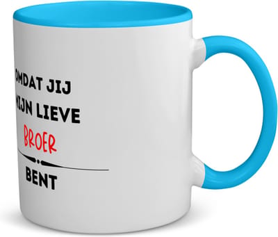 Akyol - omdat jij mijn lieve broer bent koffiemok - theemok - blauw - Broer - de liefste broer - verjaardag - cadeautje voor broer - kado - geschenk - 350 ML inhoud