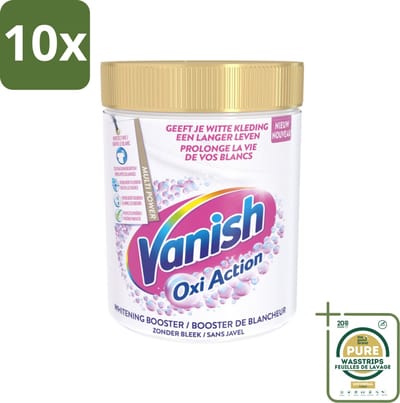 10 x Vanish Oxi Action - Vlekkenverwijderaar - Wasbooster - Zonder Bleek - Witte Was - 1 Kg - Grootverpakking - Vlekkenverwijderaar - Witte Was - Wasbooster - Bleekvrije Was - Geurverwijderaar