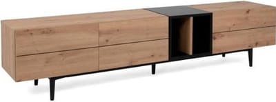 Tv-meubel Ted 195cm 3 Deuren - Eik/zwart