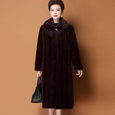 Winter Mohair Warm Alles-match Plus Katoen Dikke Jas Dames Lengte Jas Dames Bontjas Dames Nertsbont High-end Nertsbont Jas L brown