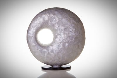 lamp Design Handgemaakte tafellamp woonkamer slaapkamer Donut  full shell white capiz parelmoer schelp 40 cm