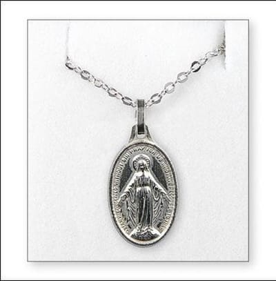 Zilveren hanger Maria wonderdadige met ketting (68902)