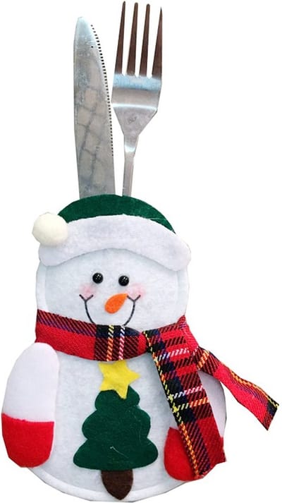 Gadgetpoint - Bestekhouder - Kerst - Kerstman - Kerstboom - Kerst - Kerstmis - Christmas - Xmas - 2 stuks - Sneeuwpop Kerstboom