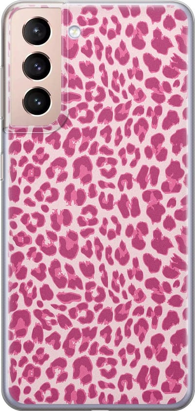 Leuke Telefoonhoesjes - Hoesje geschikt voor Samsung Galaxy S21 - Luipaard roze - Soft case - TPU - Luipaardprint - Roze