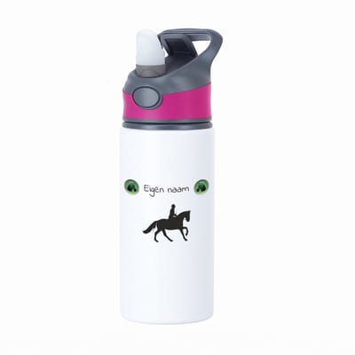 Hacebo® - Paardrijden met naam waterfles met rietje roze - Paardrijden - Paardrijden liefhebber - Cadeau - Verjaardag - Geschenk - Gepersonaliseerd - water fles - 650ML
