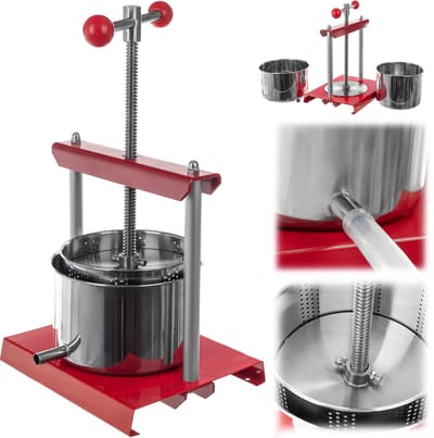 KADAX Fruitpers, 2 liter, wijnpers, handmatige citruspers met handslinger, fruitpers, sapcentrifuge voor druiven, maischepers, druivenmolen