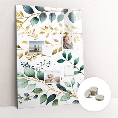 Tulup Glassboards - Bloemenpatroon Magneetbord - 70 cm x 100 cm - Veelkleurig Foto Magneetbord - Gratis 5 Sterke Magneten - Minimalistisch Prikbord - Memobord Glas - Magnetisch Bord Kind - Planning Muur - Memo Bord