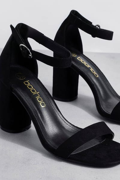 boohoo Dames Rounded Heel 2-delige Barely There Hakken | Zwart | Maat: 40