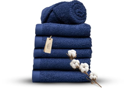 Miss Towels 50x100 Handdoeken Set 6 st. - 5 sterren Hotelkwaliteit - Badtextiel - Luxe Badhanddoeken - Zachte Badlakens - Marine Blauw - Made in Portugal
