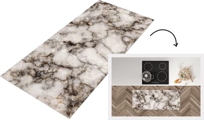 Keukenloper - Loper keuken - Marmer - Wit - Goud - 120x50 cm - Keukenloper vinyl