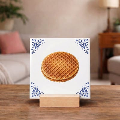 Delftsblauw Tegeltje 11x11 Stroopwafel – Keuken Decoratie Cadeau