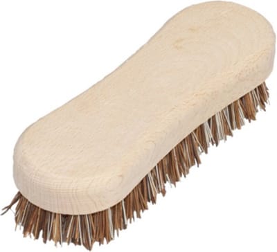 Schrobborstel van hout - met fiber/palmvezel luiwagen - 8-vorm bruin - Schoonmaakartikelen/schoonmaakborstels