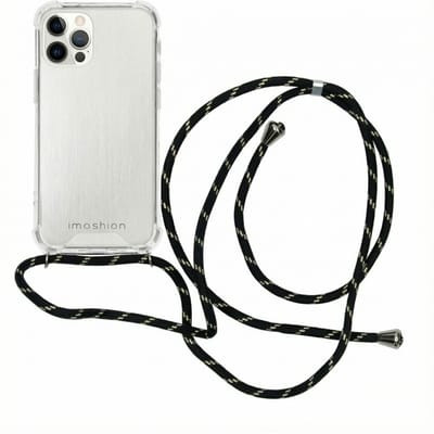 imoshion Hoesje - Geschikt voor Apple iPhone 12 Pro / 12 - Backcover met koord - Zwart & Goud