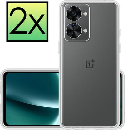 Hoesje - 2 Stuks - Geschikt voor OnePlus Nord 2T - Sterk & Shockproof - Case Siliconen - Back Cover - Telefoon Hoes - Transparant