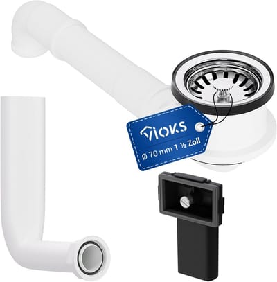 Spoelafvoer Zeefkorfventiel 70 mm met Overloop voor Keukenspoelbak