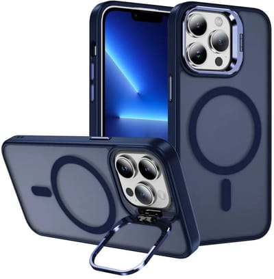 Hoesje Geschikt voor Apple iPhone 13 Pro - Compatibel met MagSafe & Qi2 - Back Cover met Standaard - Camera Kickstand - Blauw