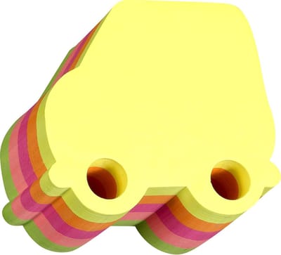 Stick'n Memokubus - 70x70mm - Auto met Pennengat - Neon Kleuren - 400 sticky notes