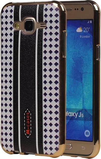 M-Cases Bruin Paars Ruit Design TPU back case hoesje voor Samsung Galaxy J5 2015