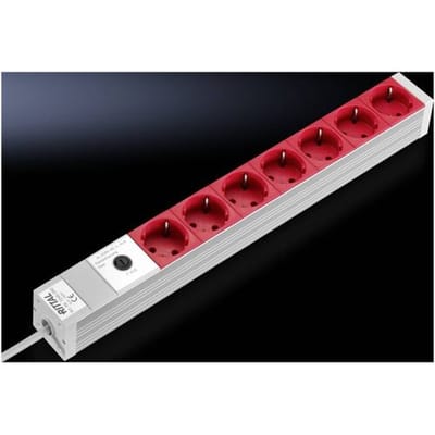 Rittal DK 7240.260 Stekkerdoos Zevenvoudig, Met apparaatbus Aluminium Rood 1 stuk(s)