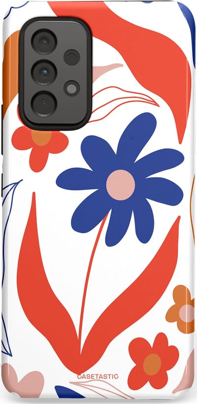 Casetastic hoesje geschikt voor Samsung Galaxy A53 (2022) 5G - Dubbellaagse bescherming - Kleuren in bloei - Fashion Case - Wit Rood Perzik Donkerblauw