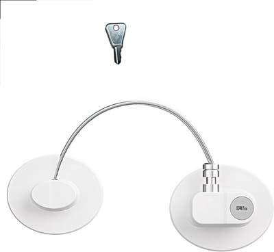 Raambeveiliging voor kinderen, 2-pack, raamstoppers, geen boren nodig, raambeveiliging voor kinderen met roestvrijstalen kabel, kastdeursloten voor baby- en kindveiligheid - ovaal wit