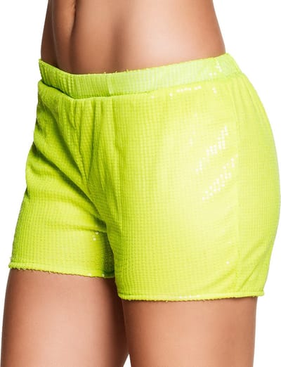 Boland - Hotpants Sequins neon geel (M) - Volwassenen - Danser/danseres - 80's & 90's - Disco