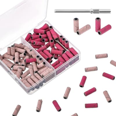 Nagel Schuurbanden Set - Mini Slijphulzen - Professionele Manicure Pedicure - 120 Stuks 2 Groftes - 3.8cm Lengte - Roze