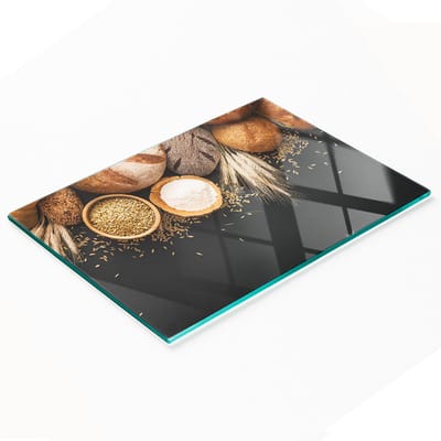 Decoratieve glazen keukensnijplank voor brood en tarwe, 80x52 cm