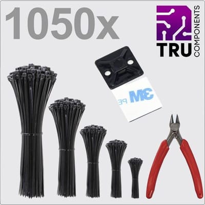 TRU COMPONENTS TC-13377620 T24CA116 Kabelbinder Zwart UV-gestabiliseerd 1050 stuk(s)