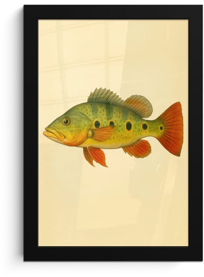 Poster in lijst - Fotolijst 20x30 cm - Posters - Schubben - Vis - Groen - Illustratie - Posterlijst zwart - Decoratie - Wanddecoratie woonkamer - Muurdecoratie slaapkamer
