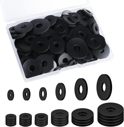 Platte Rubberen Ringen Assortiment, 30/25/20/16/12/10mm Rubber Flat Washers Assortment Zwarte Rubberen Dichtingsringen Pads voor Huishoudelijke Apparaten Kranen Schroeven Bouten