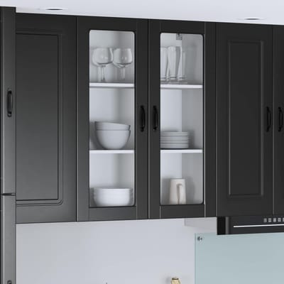 vidaXL - Wandglas - Kasten - LUCCA - Zwart - 80 - x - 31 - x - 100 - cm - Bewerkt - hout