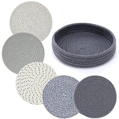 Handgemaakte katoenen pannenlappen en onderzetters voor keuken - Hittebestendig en stijlvol