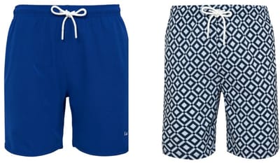 Set van 2 zwembroek La V blockjespatroon/ Blauw 116-122
