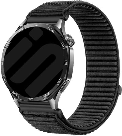 Strap-it Wave nylon bandje 20mm - Geschikt voor Samsung Galaxy Watch 7 / 6 / 5 / 4 (Pro / Classic) / 3 - 41mm / 42mm / Active 40 & 44mm / FE - Polar Ignite / Unite - Withings ScanWatch 2 - 42mm / Nova / Steel HR 40mm (zwart)