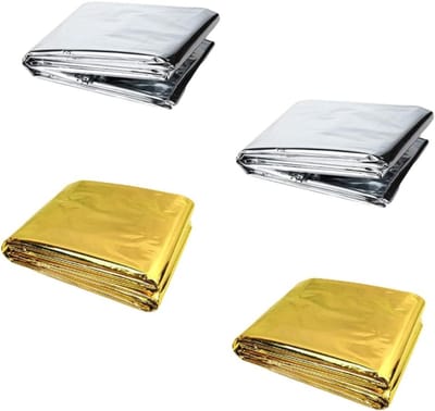 Nooddekens Reflecterend - Overlevingsdekens Folie - Buitenactiviteiten Isolatie - Winddicht Waterdicht - 210x140cm - Zilver