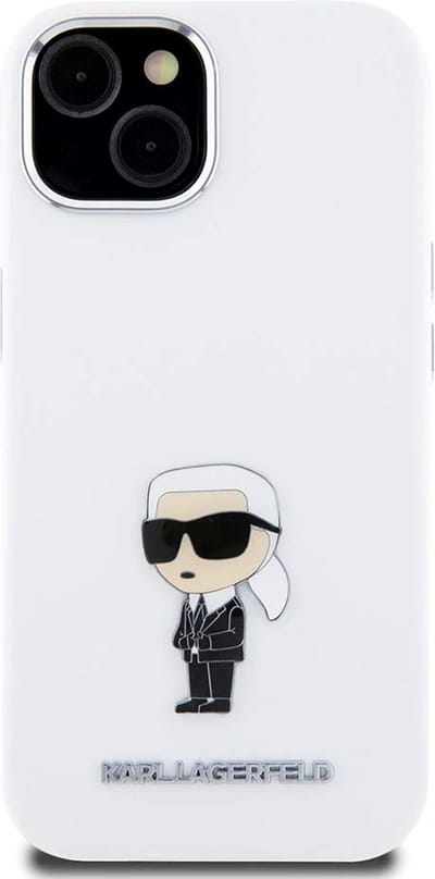 Karl Lagerfeld iPhone 15 Backcover hoesje Ikonik metal pin - Wit