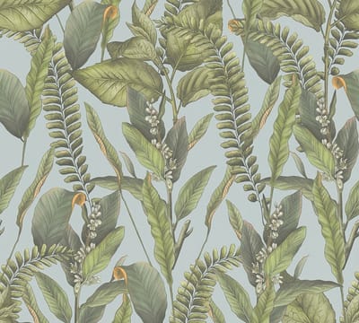 PLANTEN EN STRUIKEN BEHANG | Floraal - Blauw Groen Oranje - Living Walls Drawn Into Nature