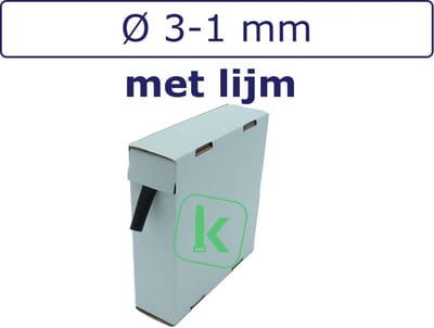 PRO-TIE® - Krimpkous met Lijm 3-1 mm Zwart UV Dunwandig krimpverhouding 3:1 (Box 10 meter) - PRO-TIE