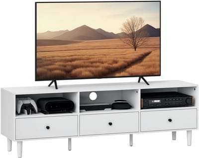 HOMCOM tv-meubel - spaanplaat - metaal - 140L x 34B x 45H cm - wit