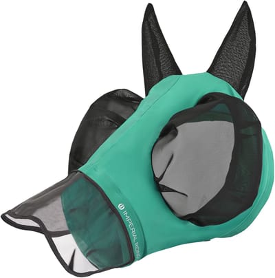 Imperial Riding - Vliegenmasker met Neus - IRHTrail ride - Turquoise - Maat X-Full