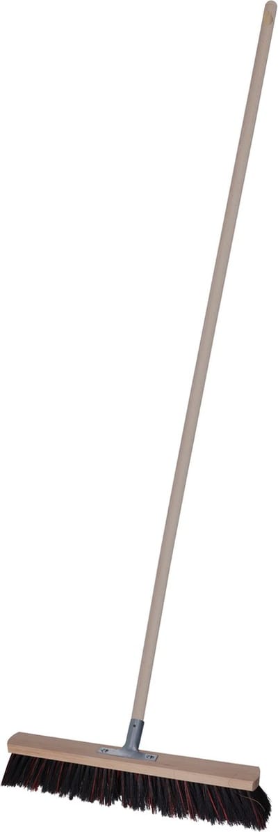 Brumag Straatbezem Tilemaster voor buiten terras tegels en klinkers - Harde bezemkop 50 cm breed - Houten steel van 139 cm