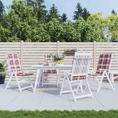 vidaXL - Tuinstoelkussens - 4 - st - 120x50x3 - cm - stof - ruitpatroon - rood