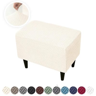 Housses Pouf Ottoman Extensibles Robustes Housse Repose-Pieds Élastique Tout Compris Conçue Pour Salon Chambre à Coucher Housse Pouf Jacquard Rectangle 1 piece