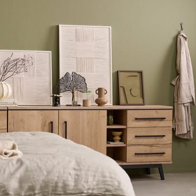 Dressoir Batenburg - MDF/Metaal - Eiken/Naturel - 180x80x45 cm (BxHxD)