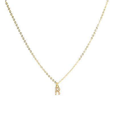 Luxeketting met glanzende zirkonia 18k goud afwerking - Alfabet