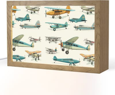 Nachtlampje 30x20 cm - Kinder lampje - Vliegtuig - Blauw - Kinderen - Jongen - Oranje - Tafellamp kinderkamer - Slaapkamer lamp - Bedlamp kinderen - Kinderlampje stopcontact - Wandlamp babykamer - Nachtlampjes