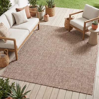 Tapiso Verano Vloerkleed Lichtbruin Outdoor Indoor Tuin Terras Balkon Buitentapijt Maat- 60x100