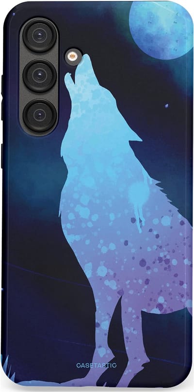 Casetastic Hoesje Geschikt voor Samsung S25 Plus - Stijlvolle Beschermende Duo-layer Case - Blauwe Wolvennacht