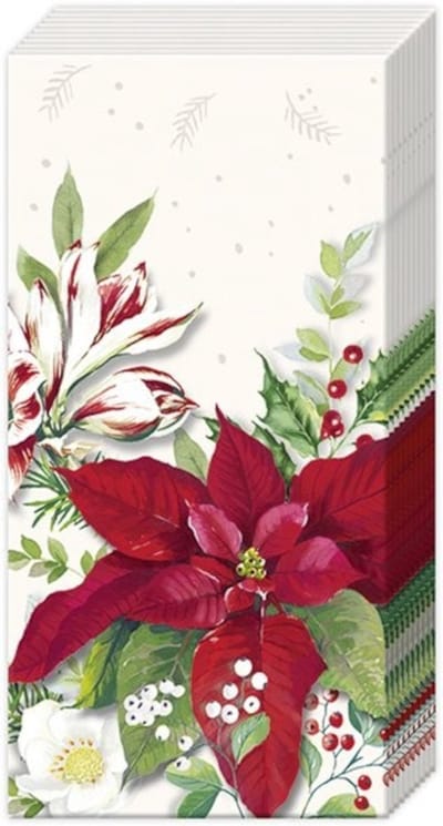Zakdoeken Christmas florals - IHR - 21x21 cm